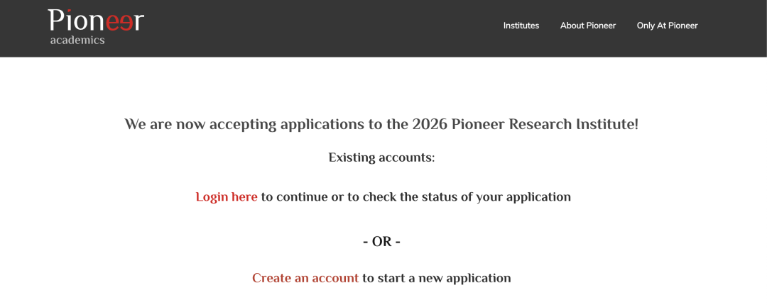 Pioneer Academics 2026 夏季研究项目报名开启！