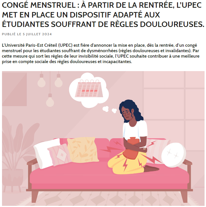 留法新福利！法国多所公立大学推行月经假，女生最多可享受20天假期！