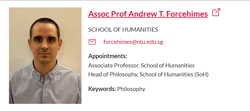 新加坡南洋理工大学全奖博士项目（Andrew T. Forcehimes教授）