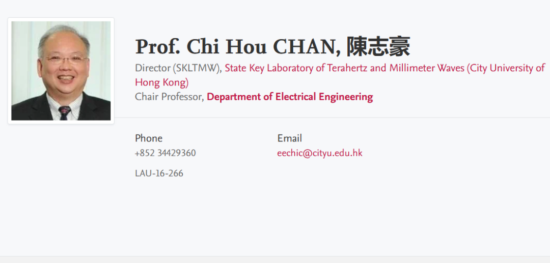【全奖】香港城市大学博士导师（Chi Hou CHAN教授）