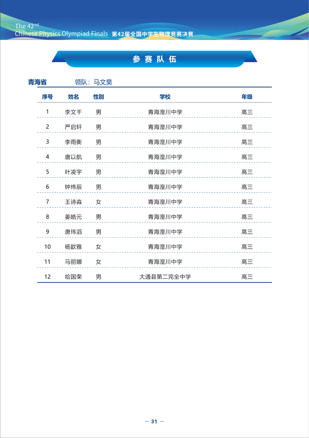 2025第42届物理竞赛（决赛）竞赛指南发布！内含完整省队名单、详细日程安排（可下载）
