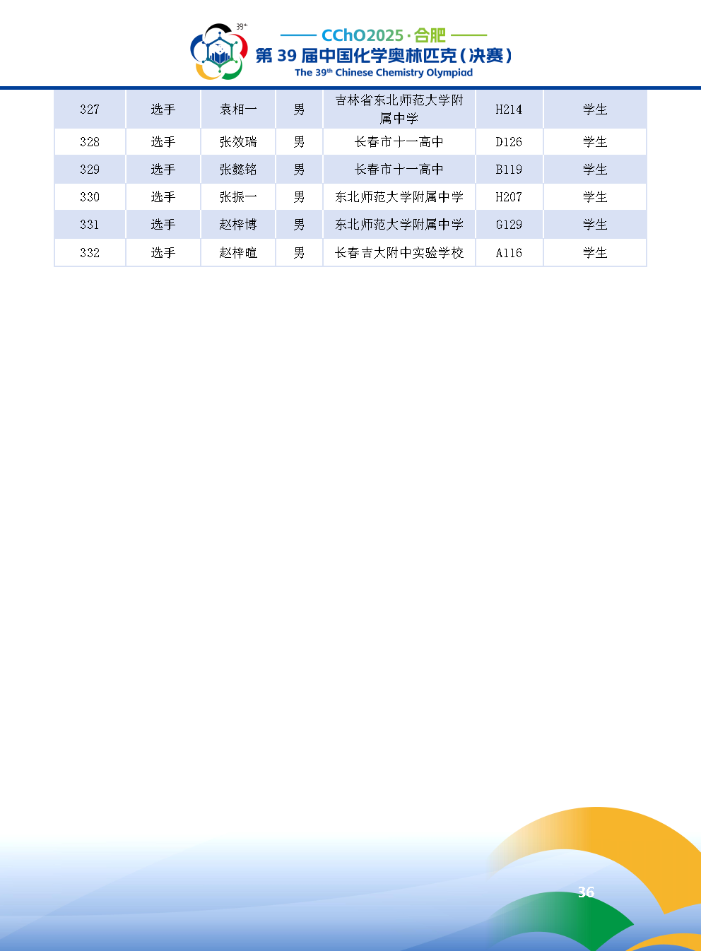 2025第39届中国化学奥林匹克决赛报到现场！附省队名单