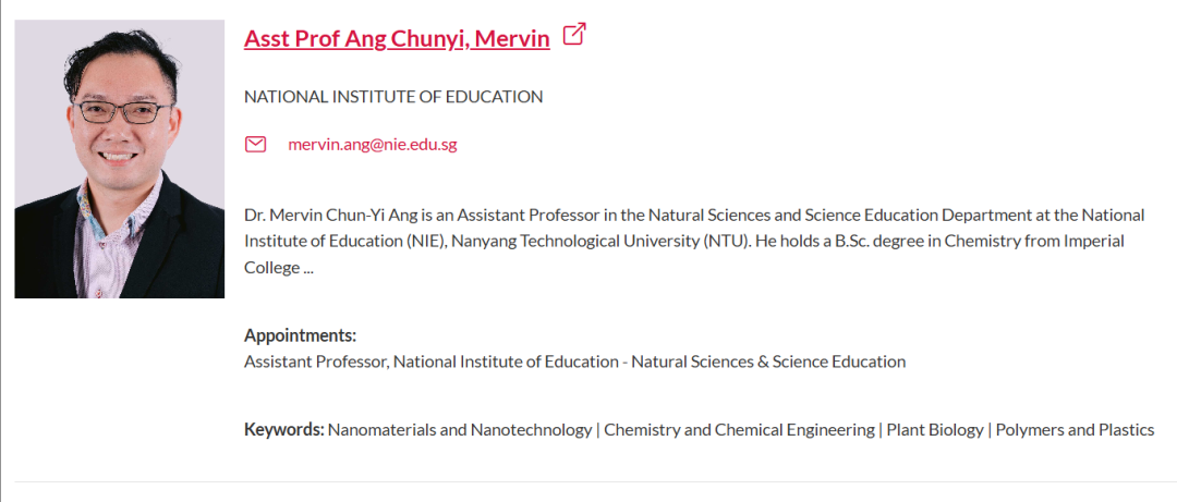【全奖】新加坡南洋理工大学博士导师(Ang Chunyi, Mervin教授) 【全奖】新加坡南洋理工大学博士导师(Ang Chunyi, Mervin教授)
