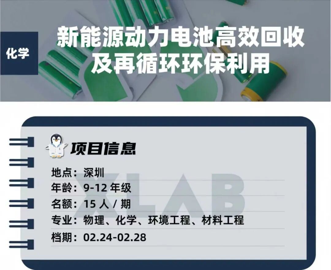 【化学科研】PS履历加分项：与国家级专家共探动力电池绿色循环奥秘