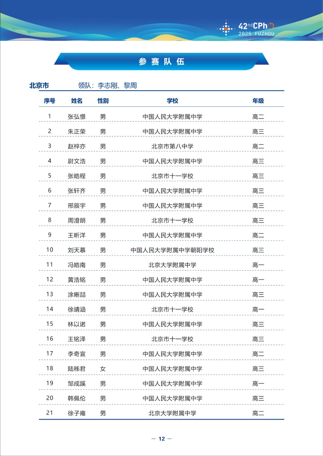 2025第42届物理竞赛（决赛）竞赛指南发布！内含完整省队名单、详细日程安排（可下载）