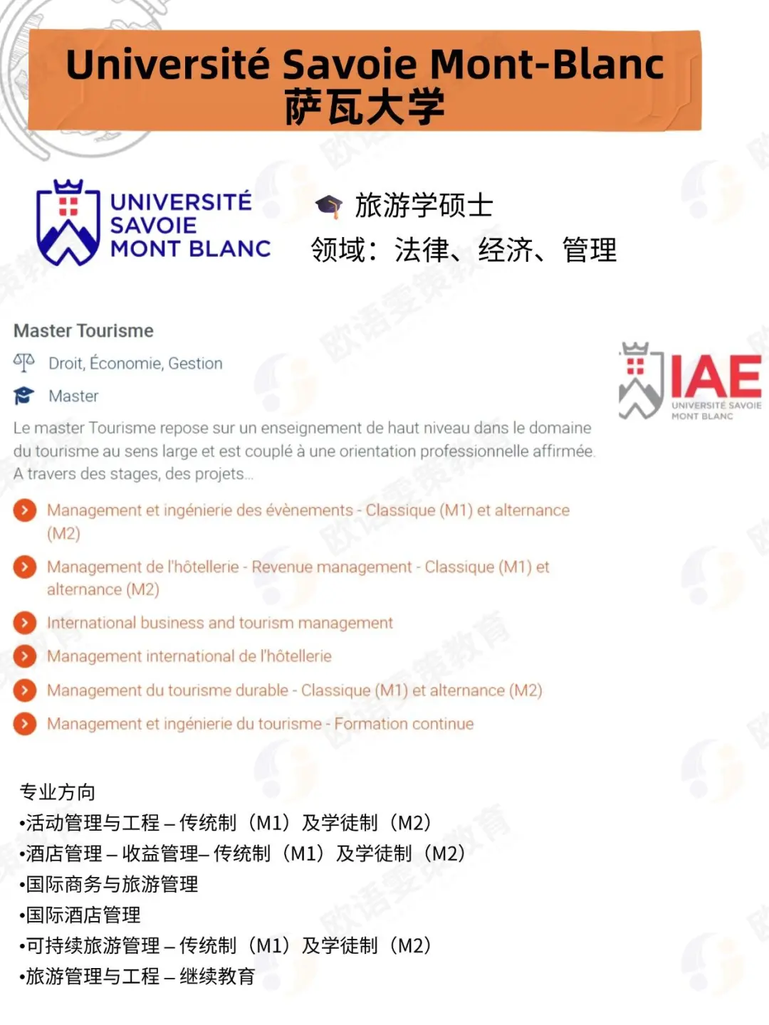 法国留学 | 热爱旅行？公立大学旅游管理专业！(图卢兹二大/蔚蓝海岸/巴黎一大/古斯塔夫埃菲尔/昂热大学/萨瓦大学）