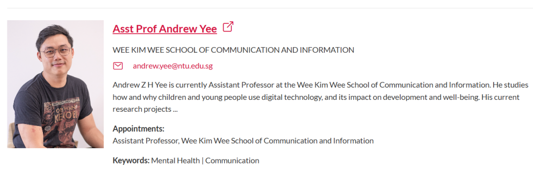 新加坡南洋理工大学全奖博士项目（Andrew Yee教授）