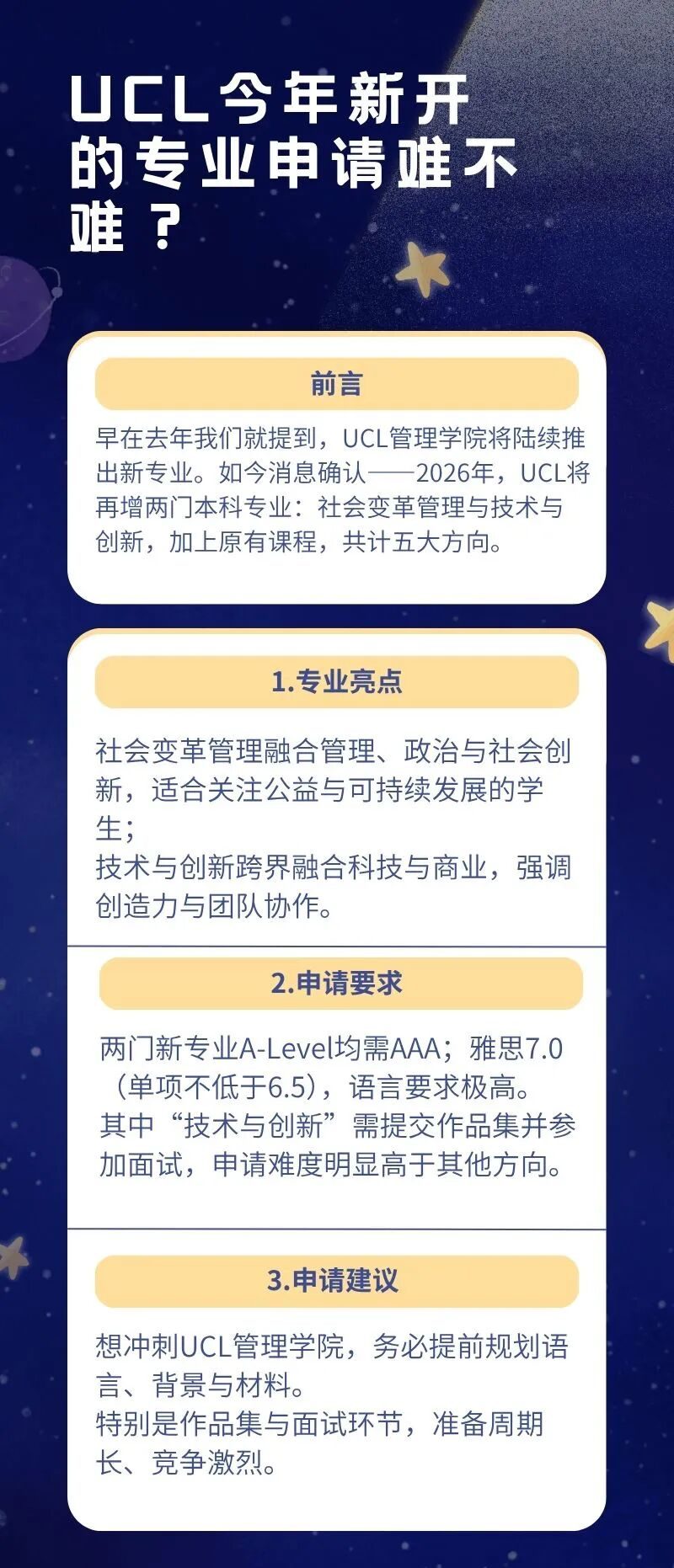 UCL今年新开的专业申请难不难？
