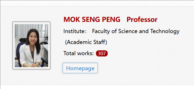 【全奖】澳门大学博士导师（MOK SENG PENG教授）