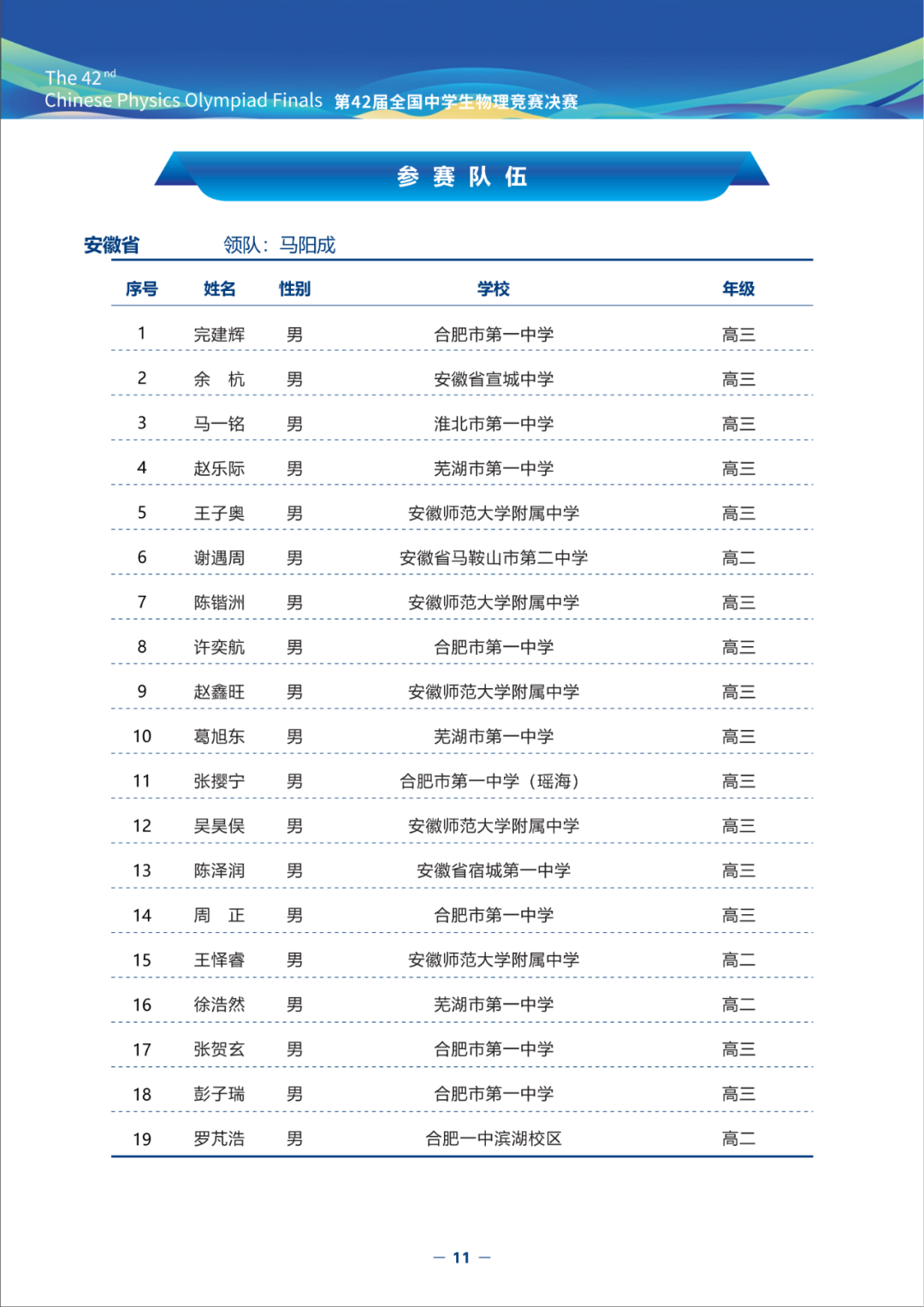 2025第42届物理竞赛（决赛）竞赛指南发布！内含完整省队名单、详细日程安排（可下载）
