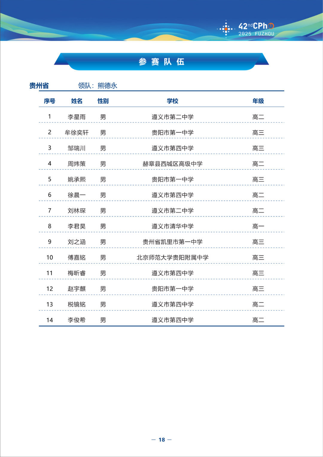 2025第42届物理竞赛（决赛）竞赛指南发布！内含完整省队名单、详细日程安排（可下载）
