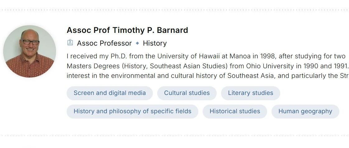 新加坡国立大学博士导师（Timothy P. Barnard教授）
