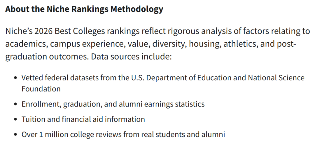 最注重真实体验的排名来了!2026年Niche全美最佳大学排名公布! 最注重真实体验的排名来了!2026年Niche全美最佳大学排名公布!