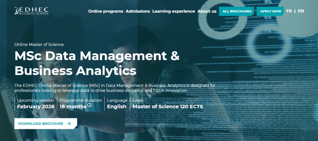EDHEC北方高商在线英授硕士:数据管理与商业分析 EDHEC北方高商在线英授硕士:数据管理与商业分析