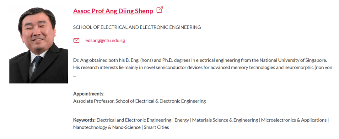 新加坡南洋理工大学全奖博士项目(Ang Diing Shenp教授) 新加坡南洋理工大学全奖博士项目(Ang Diing Shenp教授)