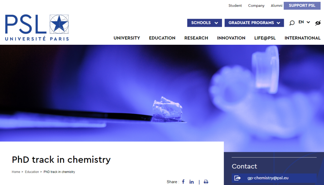 PSL巴黎文理研究大学五年制硕博PhD track:化学 chemistry PSL巴黎文理研究大学五年制硕博PhD track:化学 chemistry