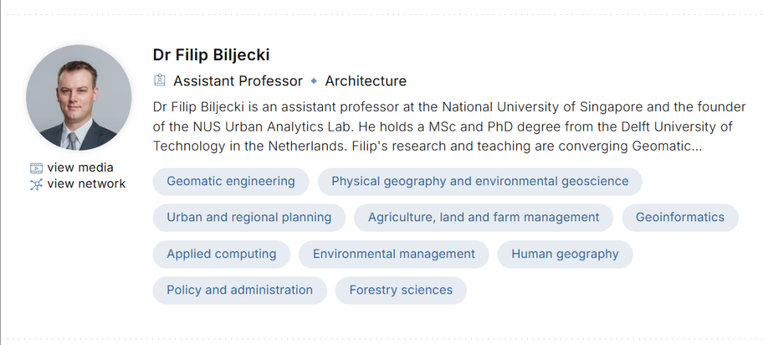 新加坡国立大学全奖博士项目(Filip Biljecki教授) 新加坡国立大学全奖博士项目(Filip Biljecki教授)