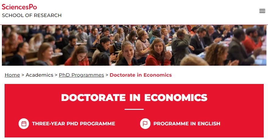 SciencesPo 巴政研究学院3年制经济学博士 Doctorate in Economics SciencesPo 巴政研究学院3年制经济学博士 Doctorate in Economics