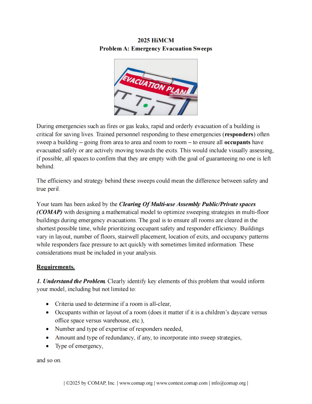 2025年HiMCMA题:紧急疏散清扫策略 2025年HiMCMA题:紧急疏散清扫策略