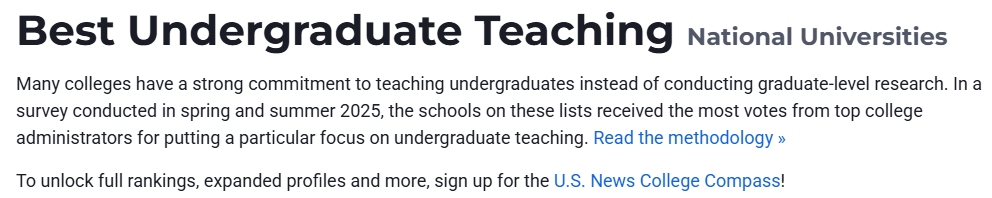 哪所美国大学本科教学质量更好？藤校落败综排前20居然查无此校？