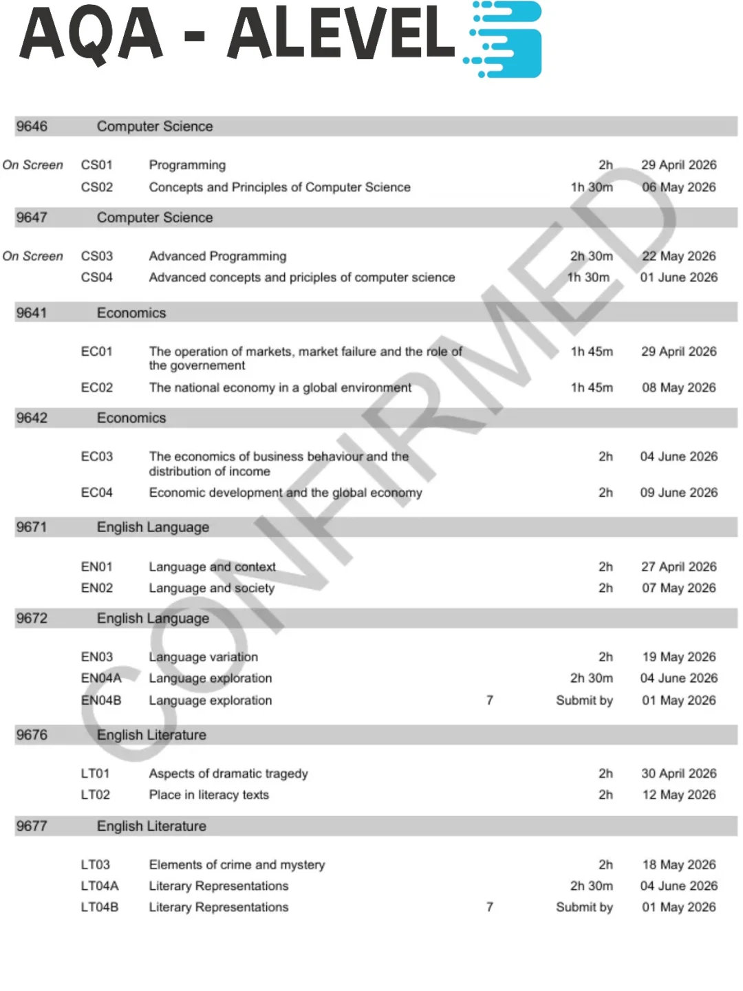 2026ALevel/IG夏季大考时间官宣，提前至4月开考！