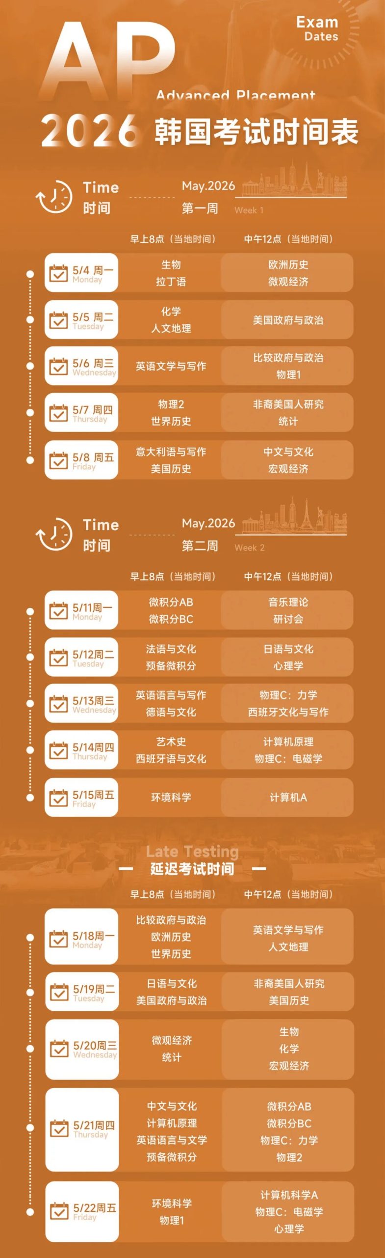 请抓紧报名！2026年AP社会考区二轮报名已开启，热门考场资讯都给你整理好了！