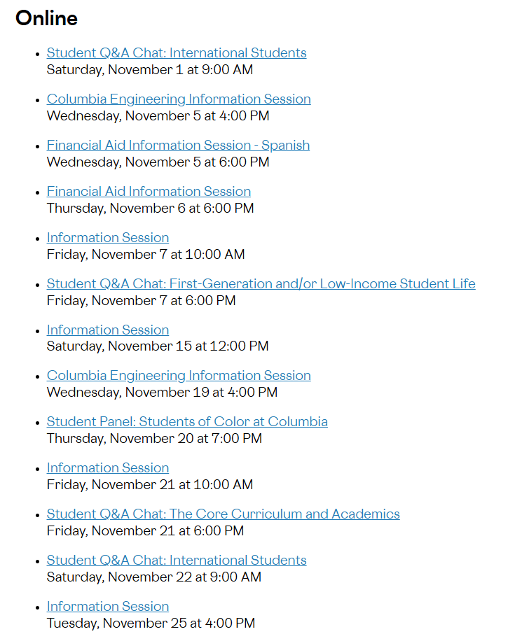 2025-2026美国TOP30综合性大学11月线上宣讲会汇总 | 绝不能错过的与招生官交流的宝贵机会！