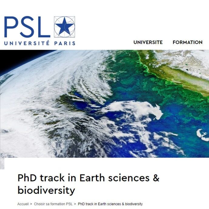 PSL巴黎文理研究大学五年制硕博PhD Track：地球科学与生物多样性