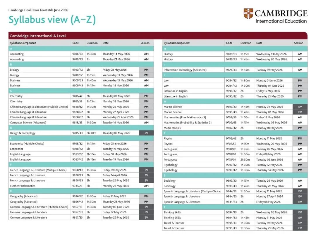 三大考局 2026 夏季 A-level/IG 大考时间集齐!备考时间缩水,现在准备不踩坑 三大考局 2026 夏季 A-level/IG 大考时间集齐!备考时间缩水,现在准备不踩坑