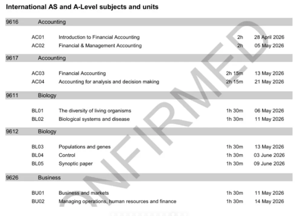 2026年ALevel夏季大考考试时间公布！附ALevel大考冲刺课程培训~