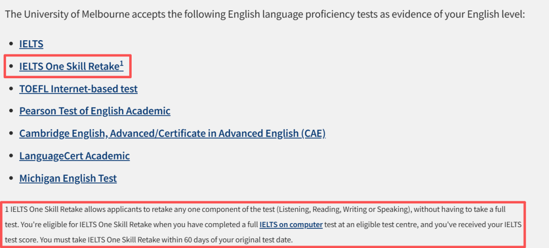 墨尔本大学接受雅思单科重考！澳八大已全部认可单考成绩