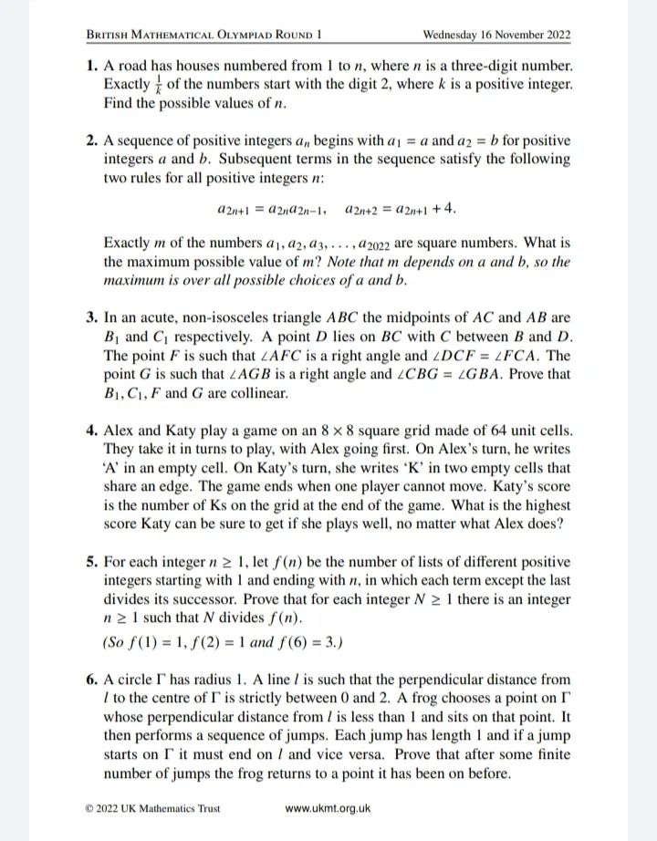 2025年英国奥数竞赛真题及答案出炉 2025年英国奥数竞赛真题及答案出炉