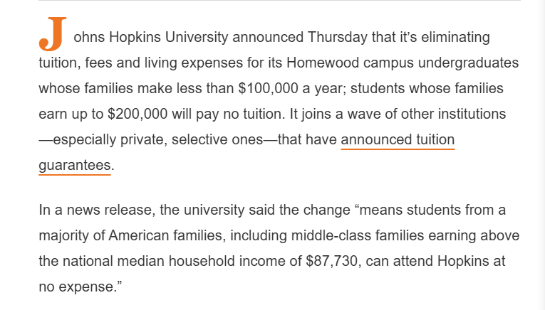 美国留学 | 不止一所！JHU官宣年收入低于10W美金学费全免？！