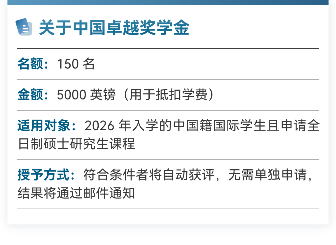 5000英镑/人！南安普顿大学2026中国卓越奖学金已上线