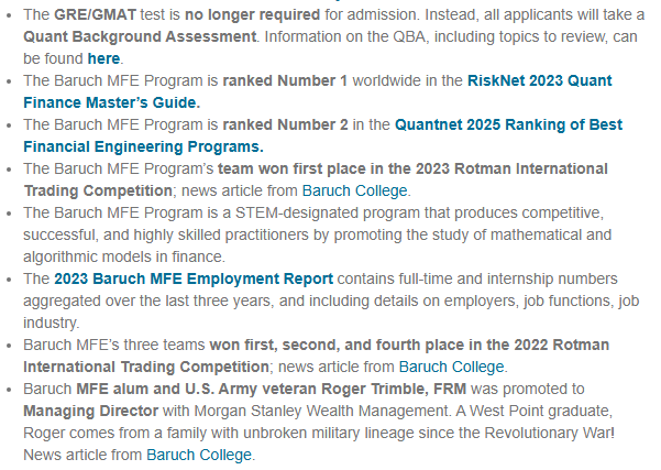量化金融最强项目之一:Baruch MFE 录取与就业全揭秘 量化金融最强项目之一:Baruch MFE 录取与就业全揭秘