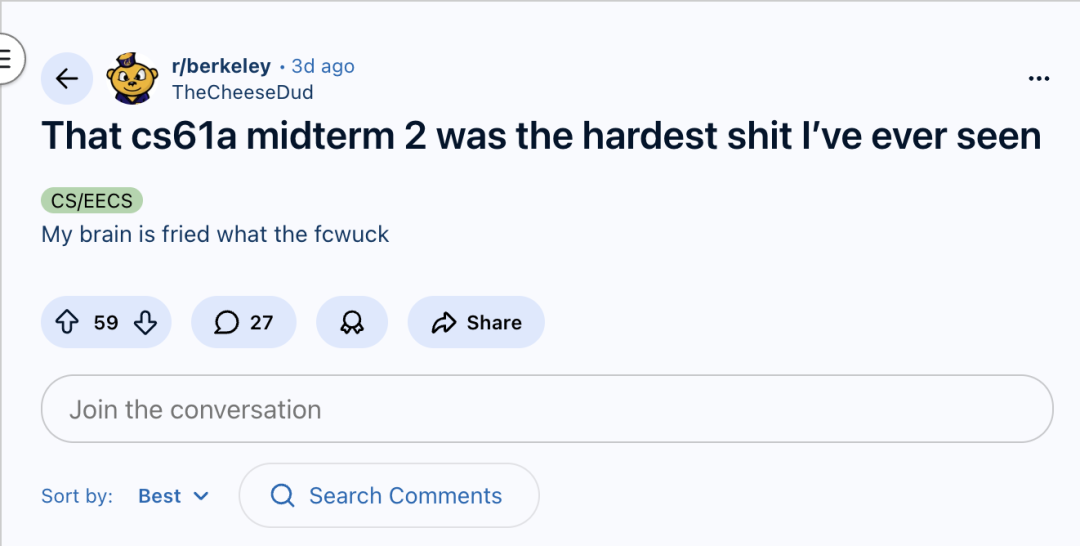 这门课是有多难？伯克利CS61A期中考试有人当堂“打手枪”、有人“爽到”出神