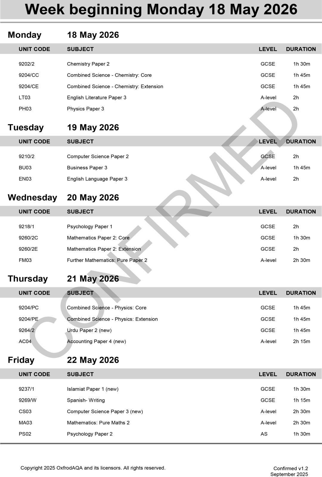 更新！2025年夏季IG&Alevel大考时间表全部出来了！
