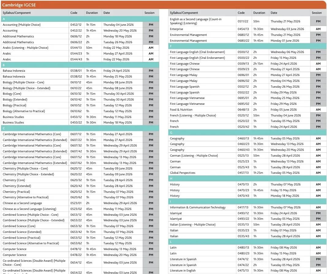 2026年ALevel夏季大考考试时间公布！附ALevel大考冲刺课程培训~
