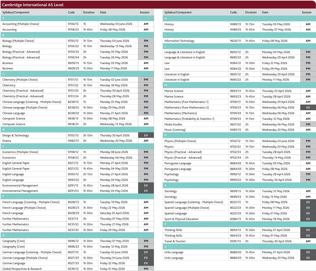 2026年ALevel夏季大考考试时间公布！附ALevel大考冲刺课程培训~