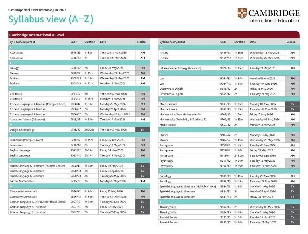 A-Level|2026年夏季大考时间提前!三大考试局最新安排汇总发布 A-Level|2026年夏季大考时间提前!三大考试局最新安排汇总发布