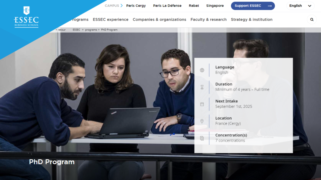ESSEC高商4年制PhD博士项目:提供7个专业方向 - 巴黎校区 ESSEC高商4年制PhD博士项目:提供7个专业方向 - 巴黎校区