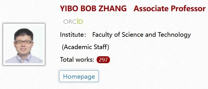 澳门大学全奖博士项目(Bob Zhang教授)