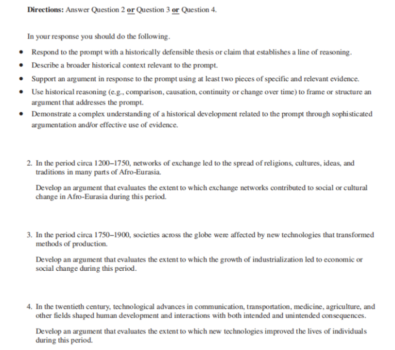 AP世界史各章节重点 AP世界史各章节重点