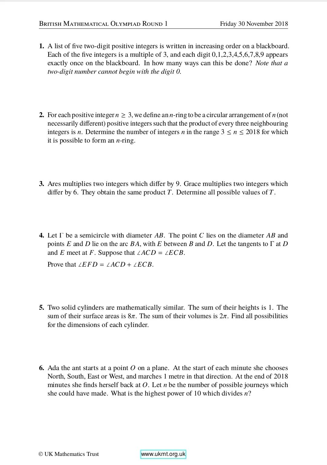 2025年英国奥数竞赛真题及答案出炉 2025年英国奥数竞赛真题及答案出炉