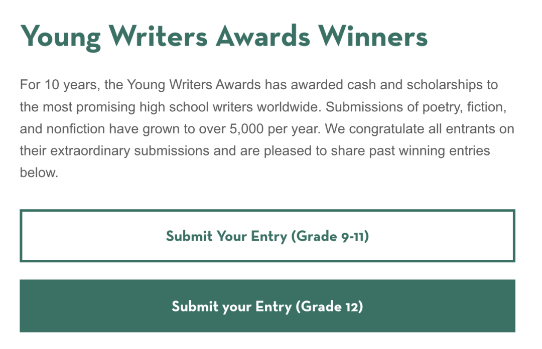 爬藤人文竞赛分享！本宁顿学院青年作家奖 (Bennington Young Writers Awards)