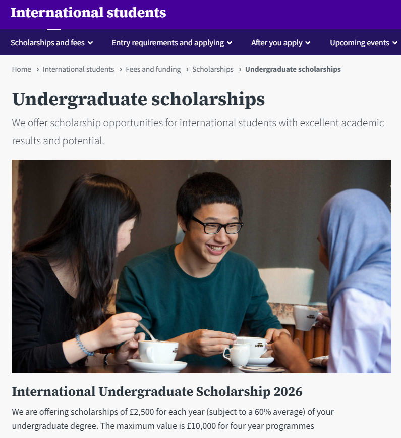 谢菲尔德大学7500英镑国际生奖学金！自动发放无需申请！2026Fall速看！