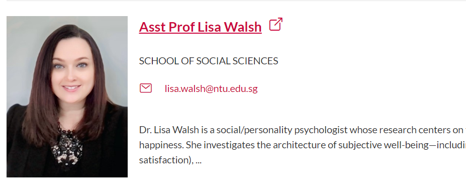 【全奖博士】新加坡南洋理工大学顶尖PhD导师招生(Lisa Walsh教授) 【全奖博士】新加坡南洋理工大学顶尖PhD导师招生(Lisa Walsh教授)
