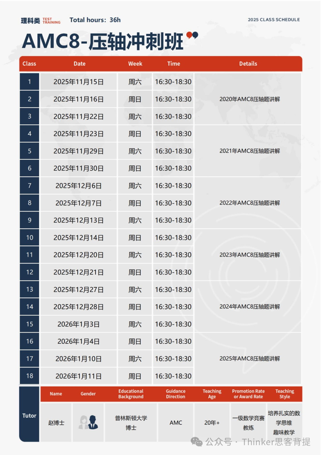 AMC8考试时间恢复！2026.1.23 17:00（周五）AMC8冲刺班11月15日开课~培训报名中