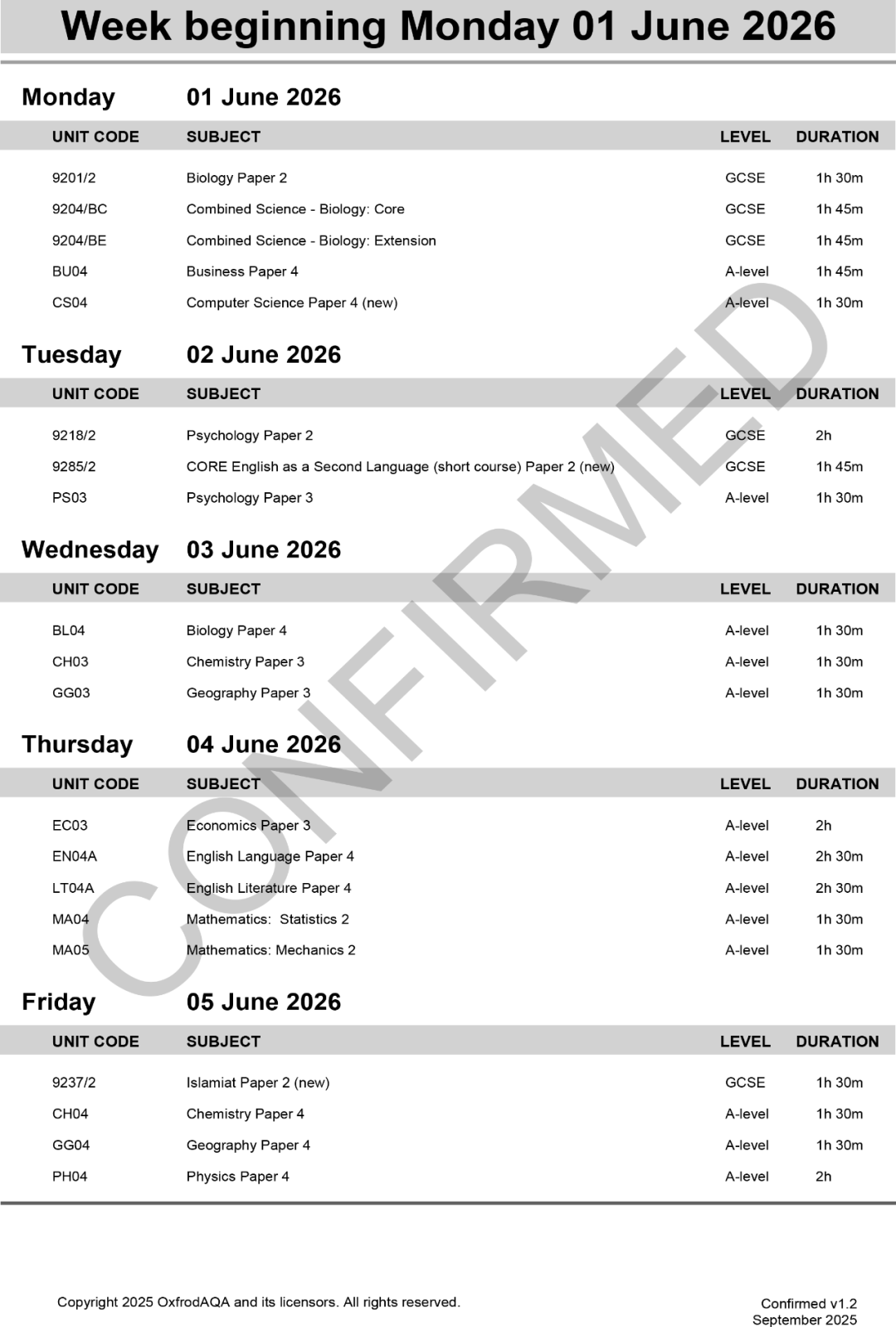 更新！2025年夏季IG&Alevel大考时间表全部出来了！