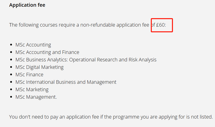 QS前百不收留学生申请费的几个大学专业